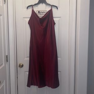 NWT BURGUNDY SATIN MIDI DRESS